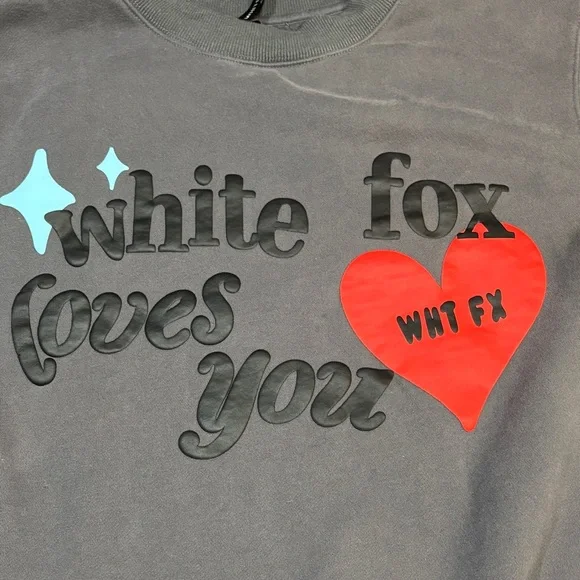 White Fox Sweatshirt White Fox Loves You WHT FX - Picture 2 of 7